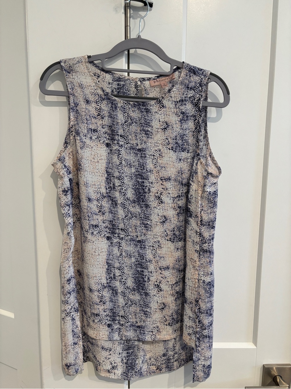 Philosophy Cream Snake Patterned Sleeveless Blouse. Size S